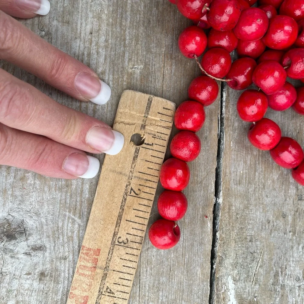 Vintage red wooded beads Christmas tree decor